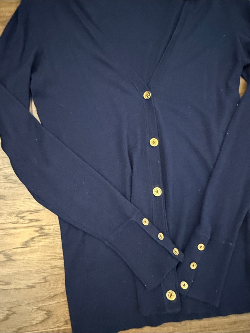 Lilly Pulitzer Women’s M Kennedy Navy Nautical Crewneck Sweater Gold Buttons - Picture 4 of 7
